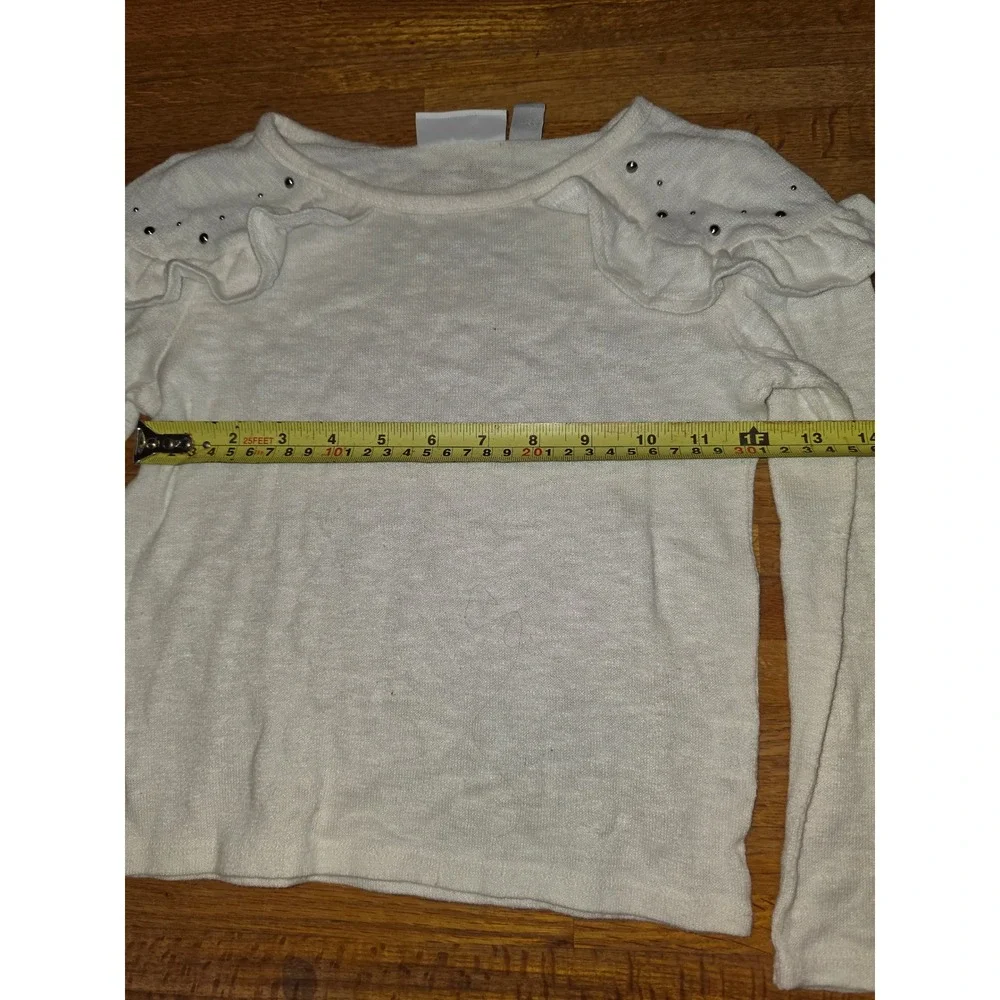 The Children's Place Girls Small 5/6 Ivory Ruffle Studded Knit Pullover Sweater